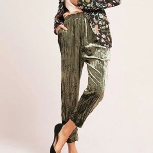 New Anthropologie Olive Green Velvet Pants